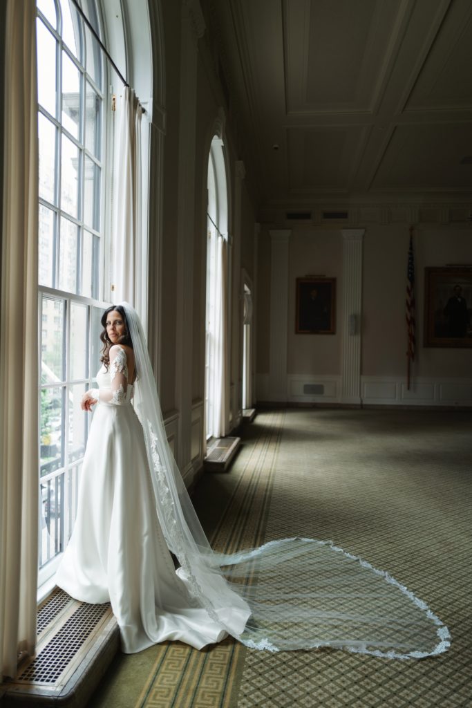 Elegant woman in wedding dress